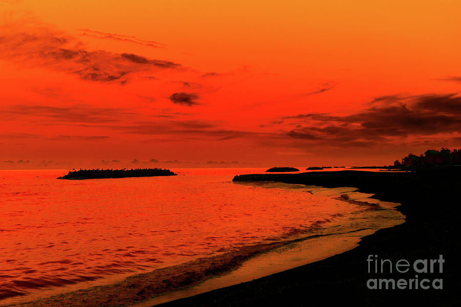 Fiery Lake Sunset Photograph by Randy Steele