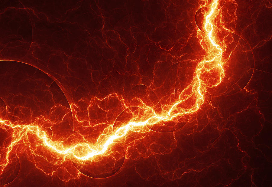 Space Digital Art - Fiery lightning by Martin Capek