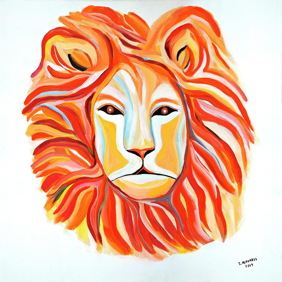 Fiery Lion Painting by Ida Mitchell