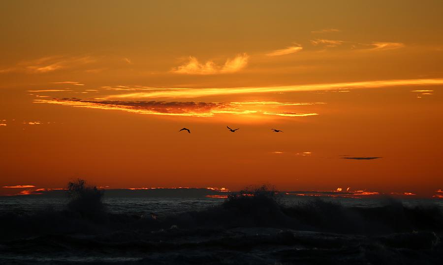 Fiery Ocean Sunset - 2  Photograph by Christy Pooschke