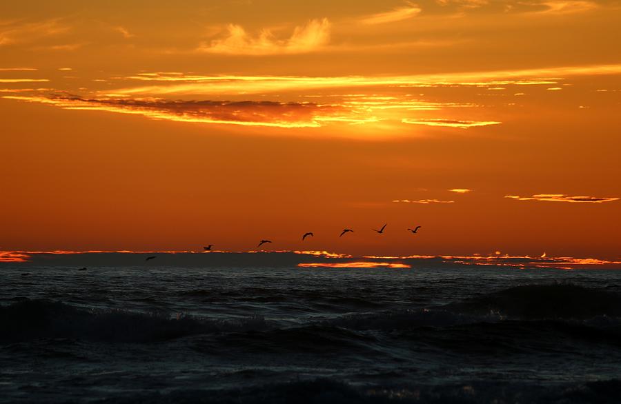 Fiery Ocean Sunset Photograph by Christy Pooschke