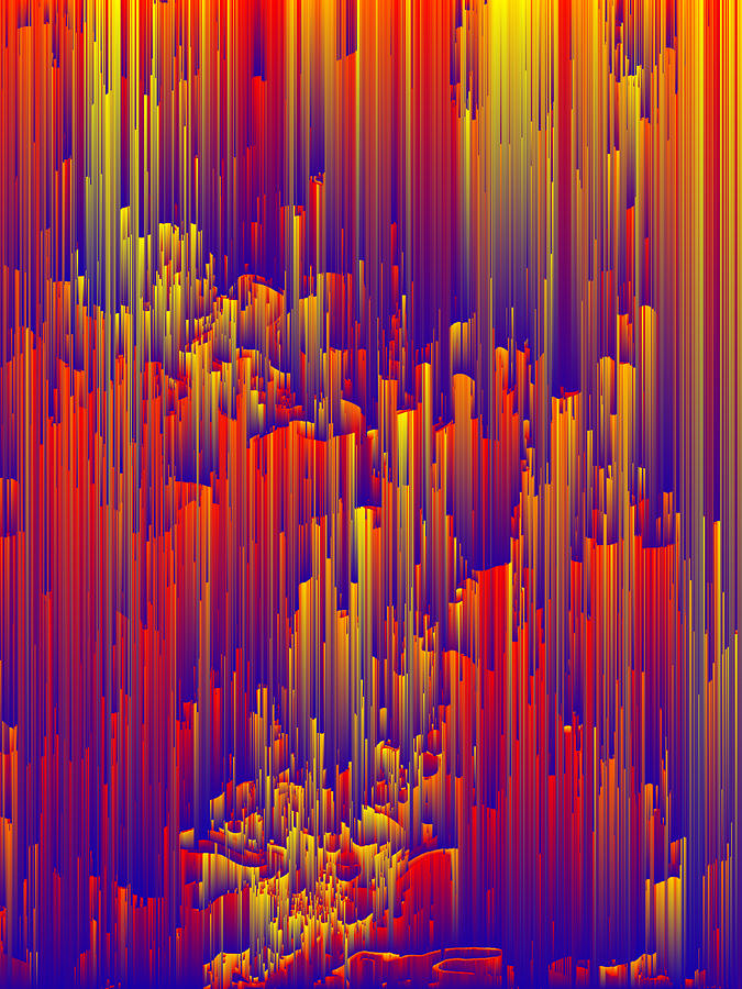 Fiery Rain - Pixel Art Digital Art by Jennifer Walsh