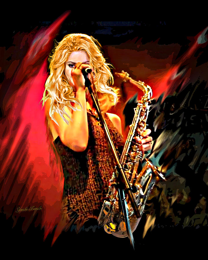 Fiery Saxophone Player Digital Art by Yuichi Tanabe