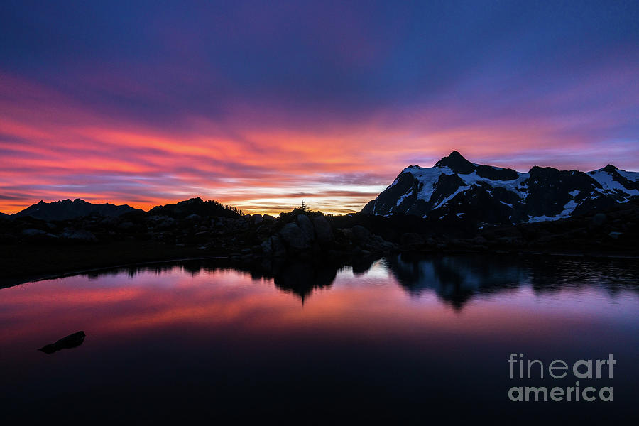 Fiery Shuksan Sunrise Reflection Photograph by Mike Reid