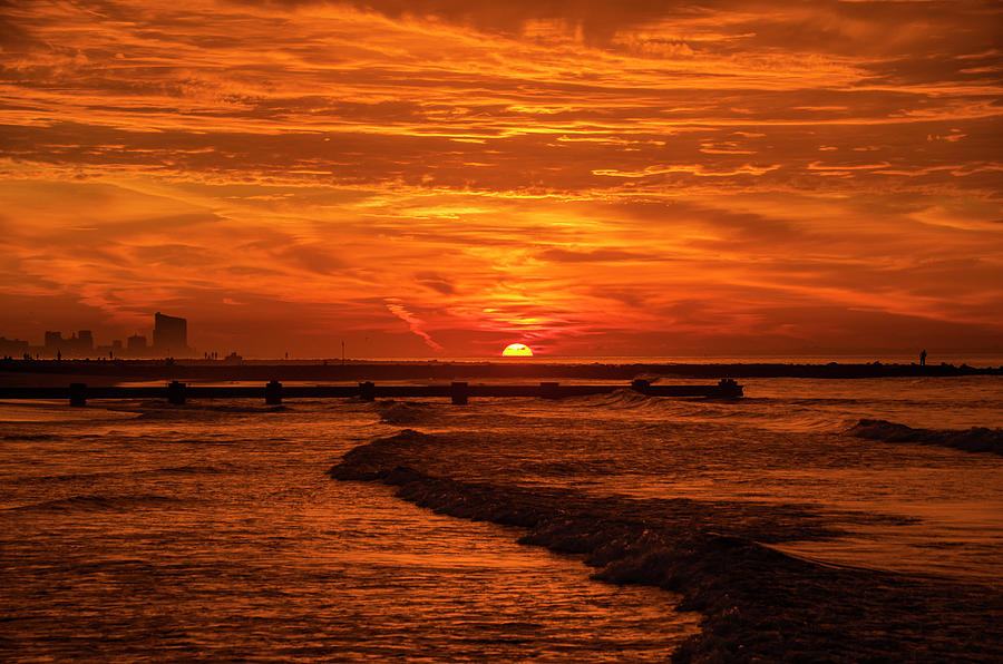 Fiery Skies in Ocean City New Jersey Photograph by Bill Cannon