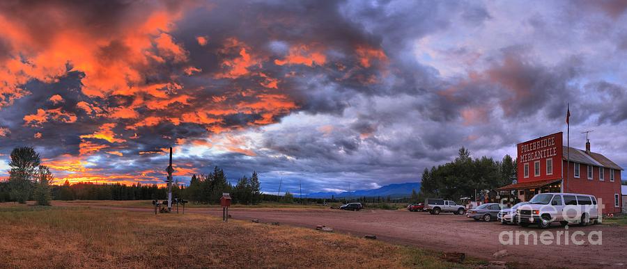 Fiery Skies Over The Polebridge Marcantile Photograph by Adam Jewell