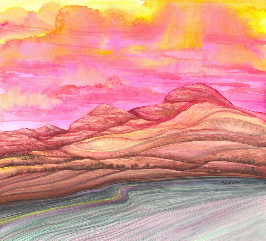 Fiery Sky Painting by Adria Trail
