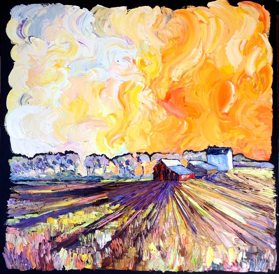 Fiery Sky Painting by Carrie Jacobson