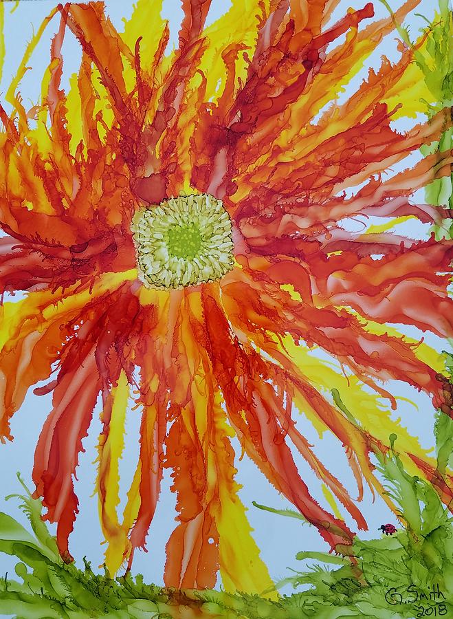 Fiery Spider Mum Painting by Gerry Smith