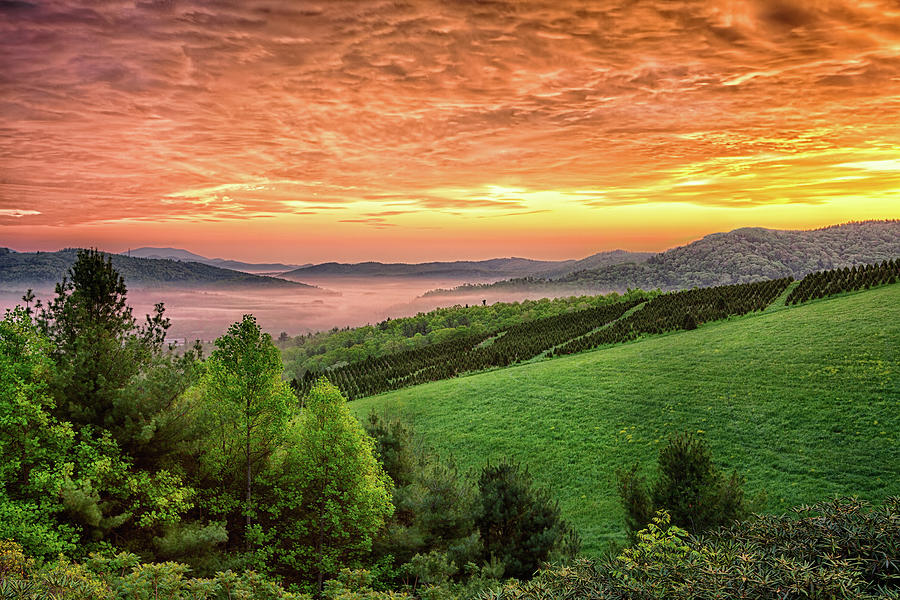 Fiery Sunrise in the Blue Ridge Photograph by Dan Carmichael