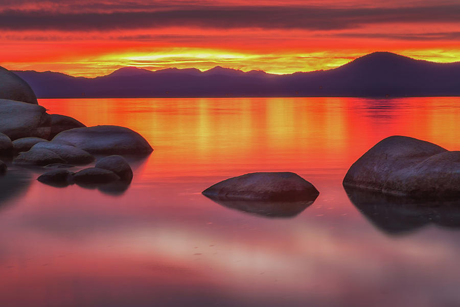 Fiery Sunset at Sand Harbor Photograph by Marc Crumpler