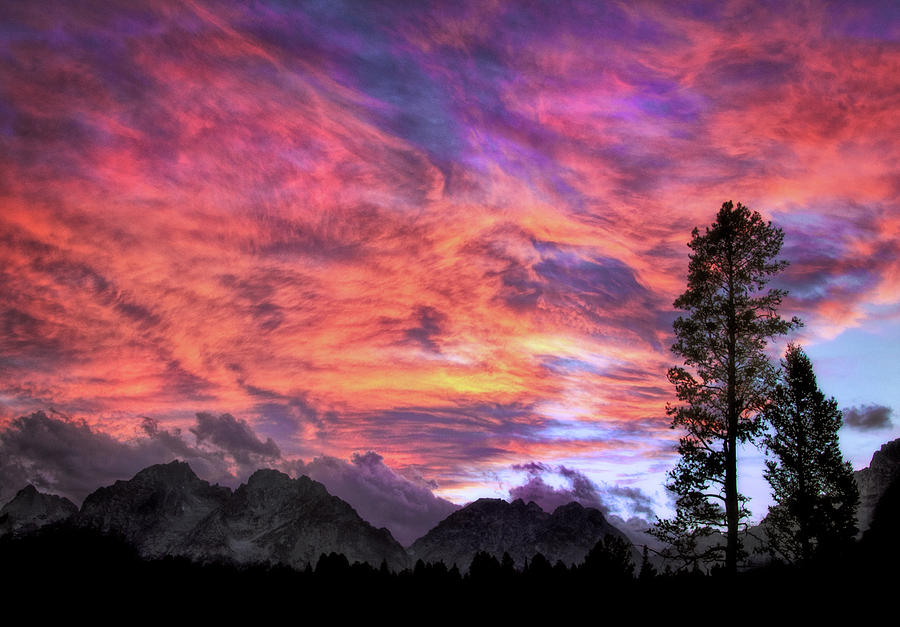 Fiery Sunset in the Tetons Photograph by Carolyn Derstine