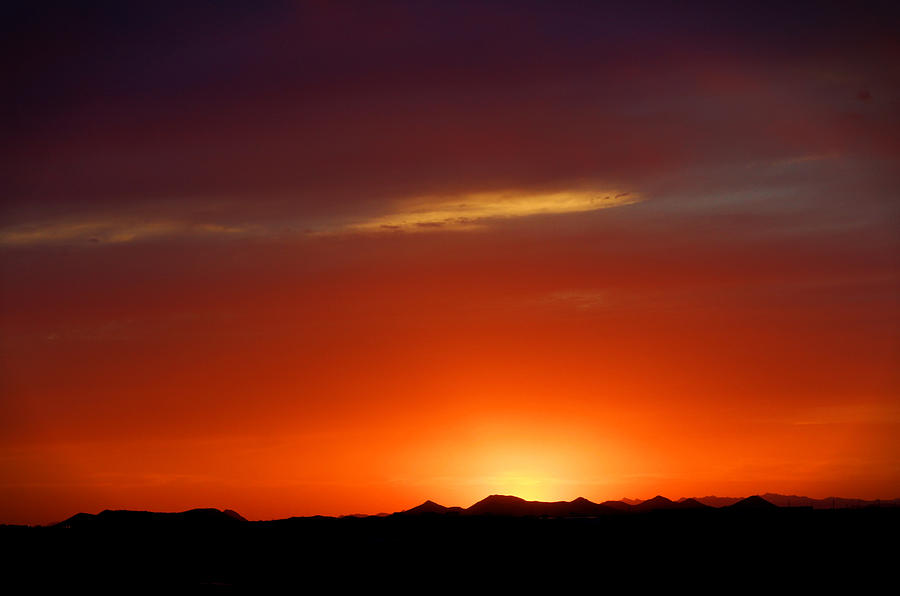 Fiery Sunset Mountains Digital Art by Dan Stone