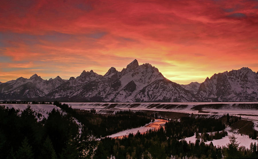 Fiery Sunset on Snake River Photograph by Ronnie And Frances Howard