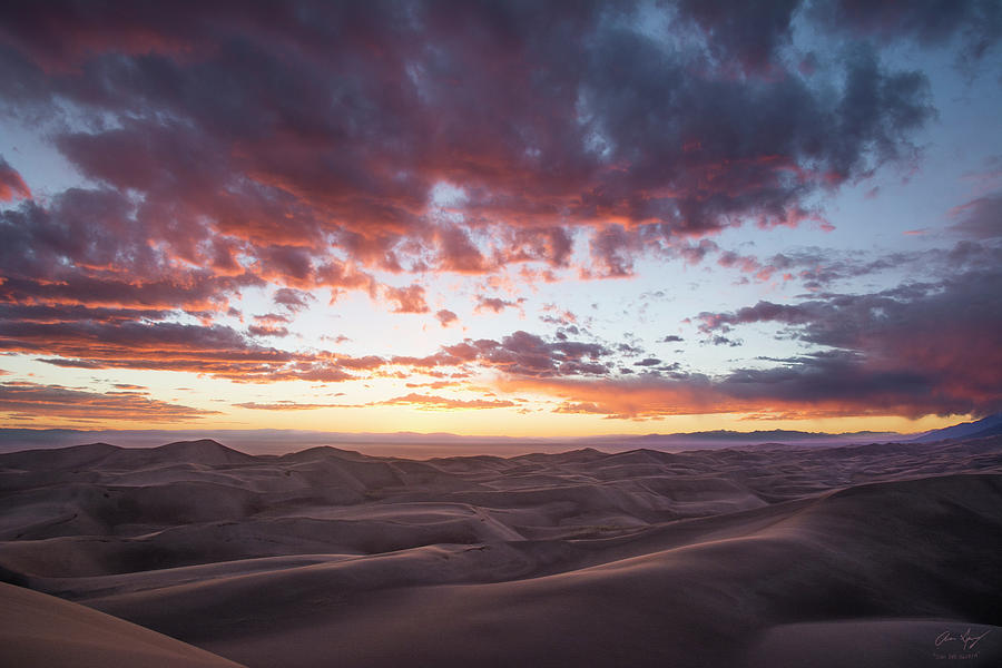 Fiery Sunset Over the Dunes Photograph by Aaron Spong