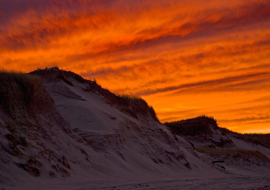 Fiery Sunset over the Dunes Photograph by Charles Harden