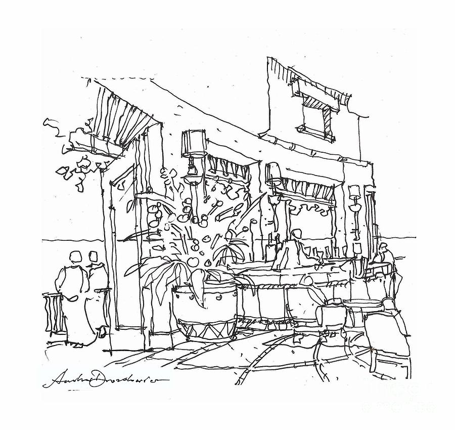 Resort Architecture Drawing - Fiesta Bar by Andrew Drozdowicz