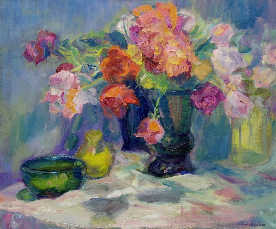 Fiesta of Flowers - Vibrant Original Impressionist Oil Painting Painting by Quin Sweetman