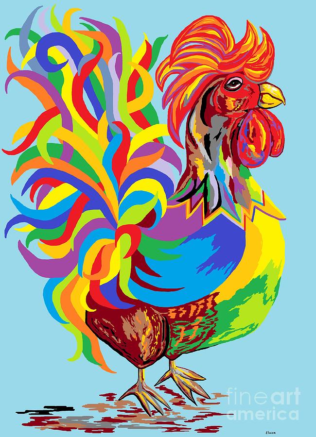 Fiesta Rooster Painting by Eloise Schneider Mote