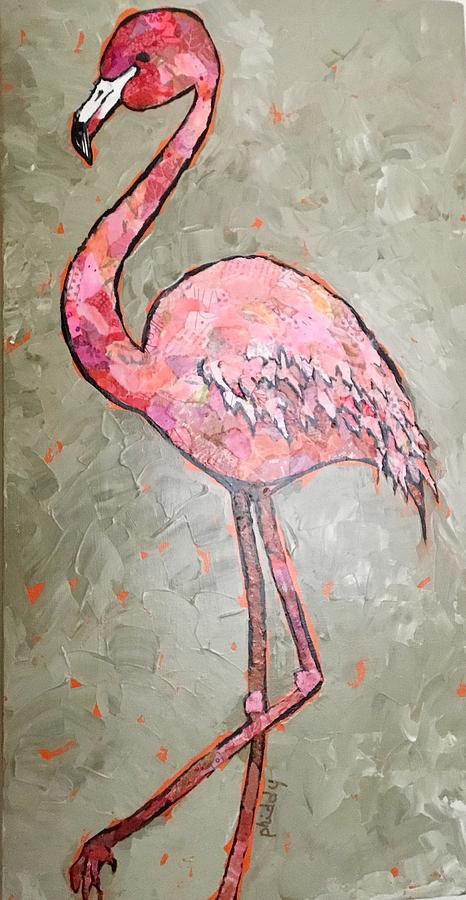 Fifi Flamingo Painting by Phiddy Webb