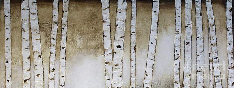 Fifteen Birch Trees Painting by Cheryl Rose