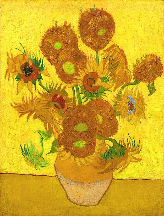 Fifteen Sunflowers In A Vase Painting by Vincent Van Gogh