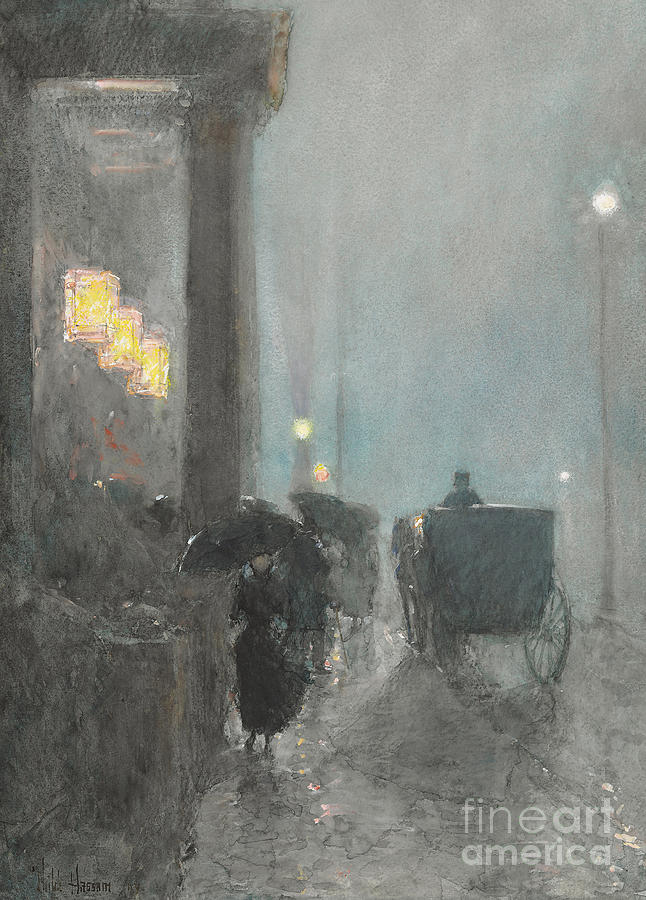 Fifth Avenue, Evening Painting by Childe Hassam