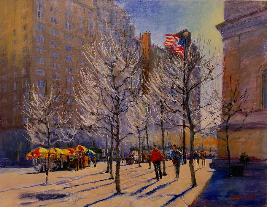 Fifth Avenue - Late Winter at the Met Painting by Peter Salwen