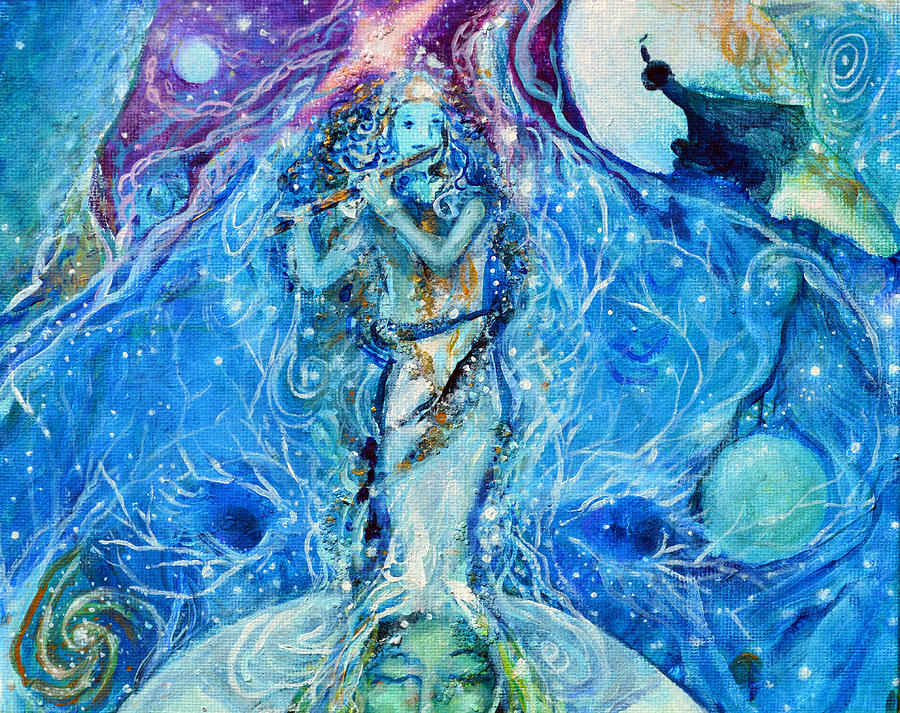 Fifth Chakra Angel Krishna in Blue  Painting by Ashleigh Dyan Bayer