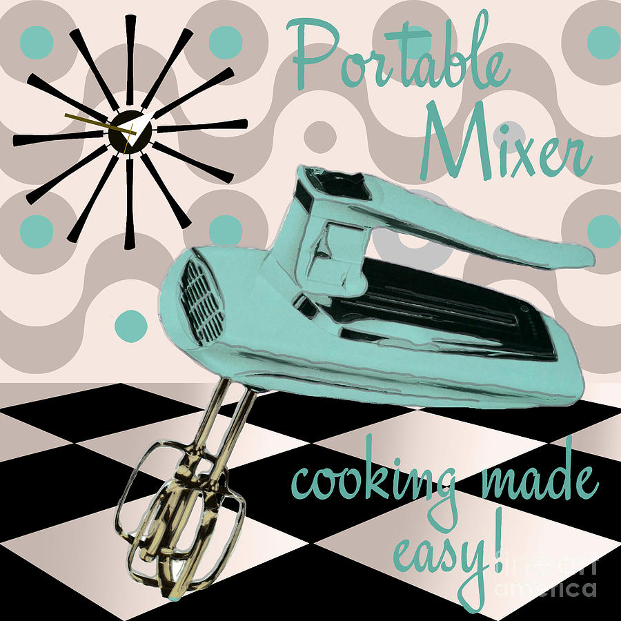 Vintage Mixer Painting - Fifties Kitchen Portable Mixer by Mindy Sommers