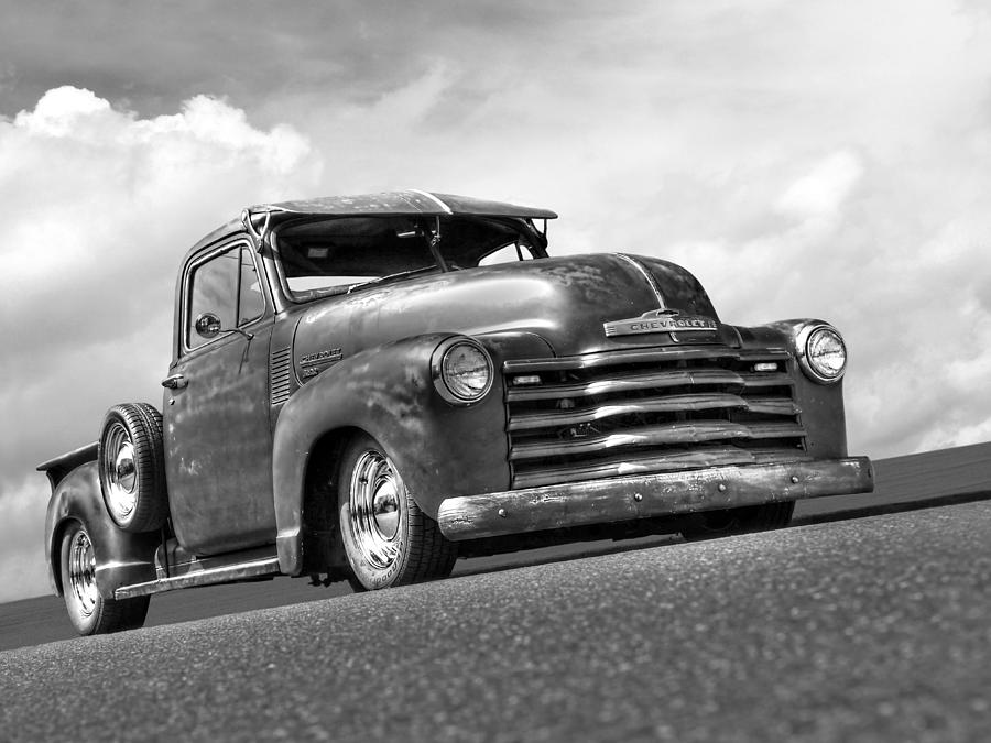 Fifties Rust - 1951 Chevy in Black and White Photograph by Gill Billington