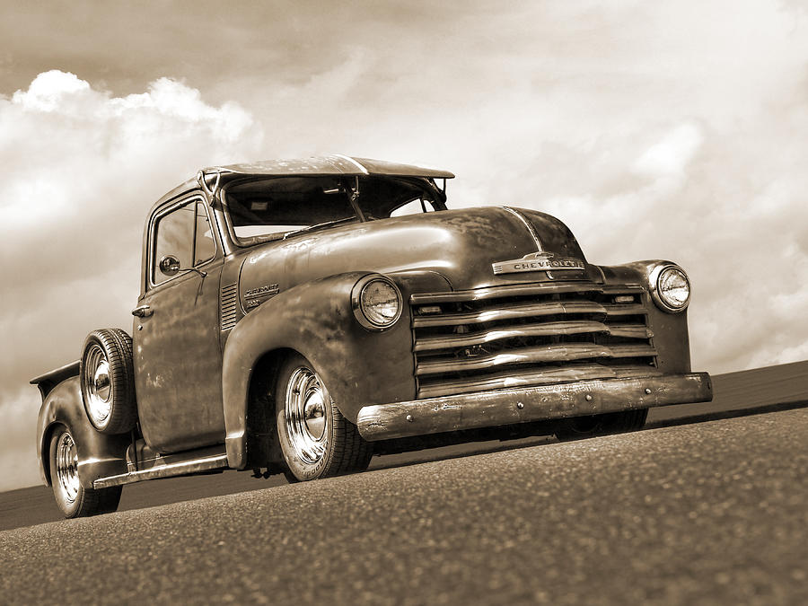 Fifties Rust - 1951 Chevy in Sepia Photograph by Gill Billington