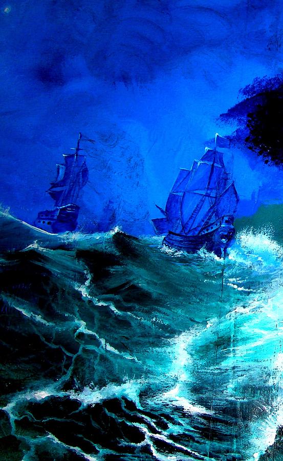 Seascape Painting - Fight For Life by Glory Fraulein Wolfe Seascape Painting - Fight For Life by Glory Fraulein Wolfe
