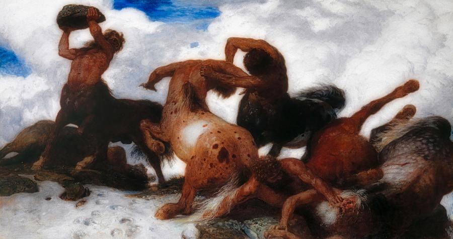 Vintage Painting - Fight Of The Centaurs by Mountain Dreams