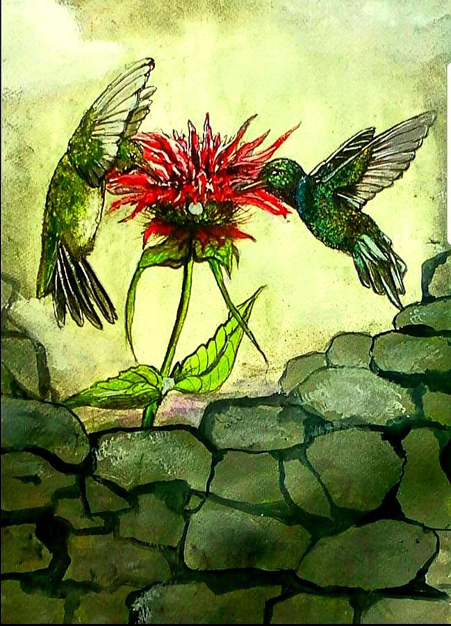 Fight of the Hummingbirds Painting by Alexandria Weaselwise Busen