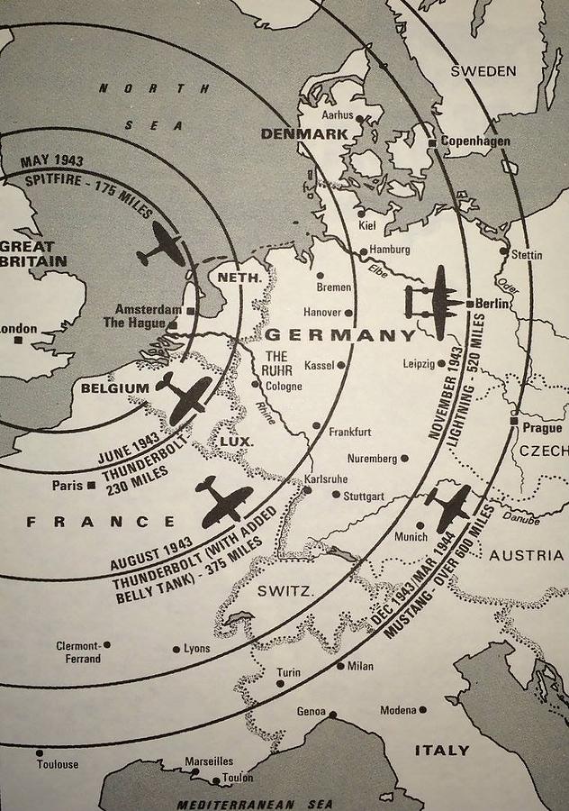 Fighter Escort And Bomber Ranges European Theatre WW2 Photograph By ...