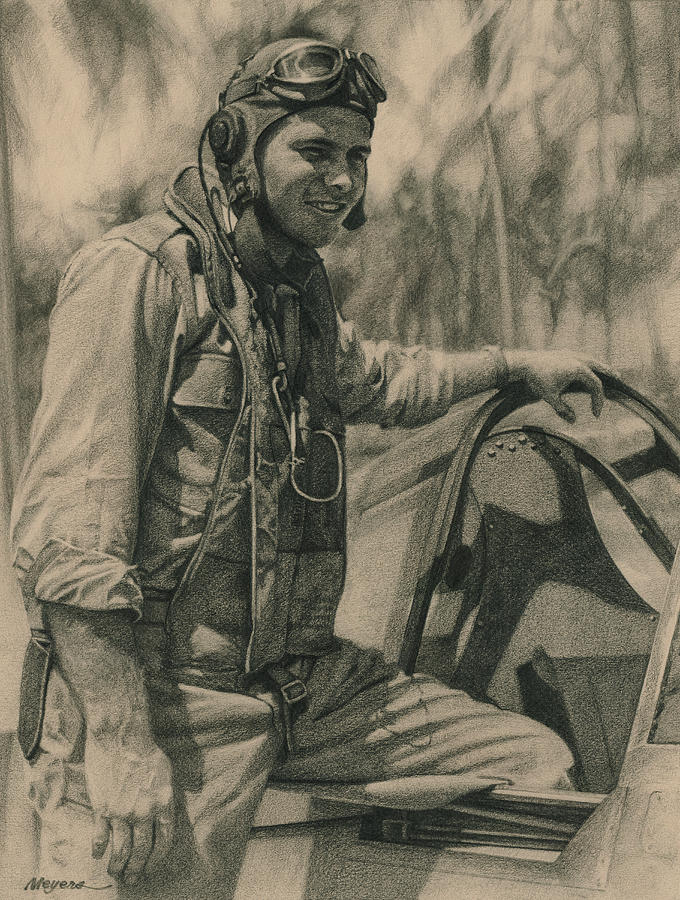 Fighter Pilot Drawing by Wade Meyers Fine Art America