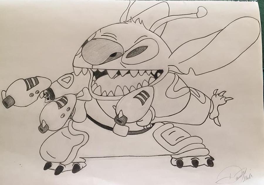 Disney Drawing - Fighter Stitch by Danielle Illich
