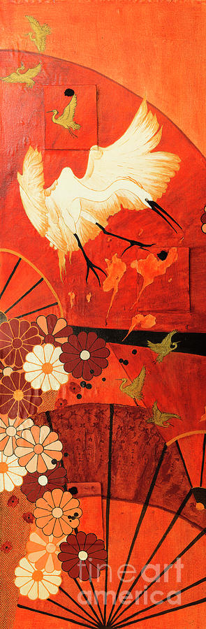 Flower Painting - Fighting Crane 1  by Beryl Noyce