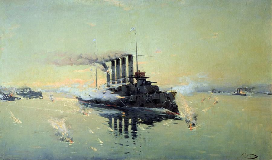 Ball Painting - Fighting on July in the Yellow Sea by Konstantin Veshchilov