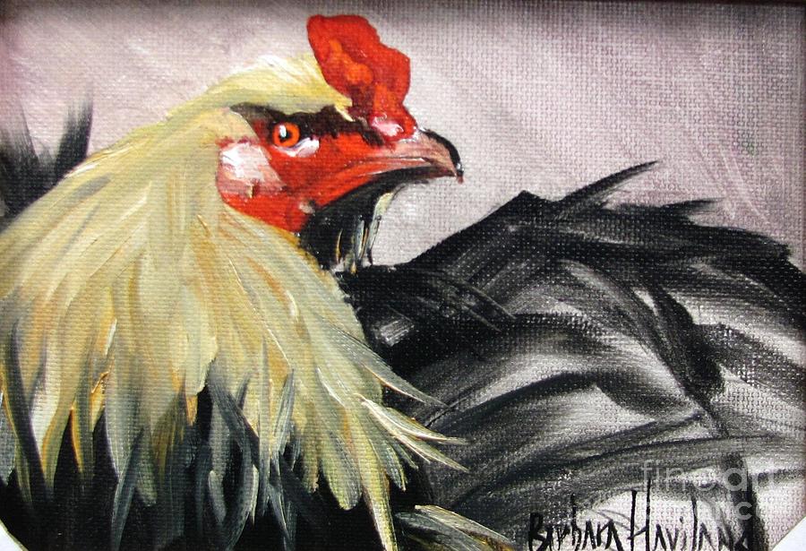 Fighting Rooster Painting by Barbara Haviland