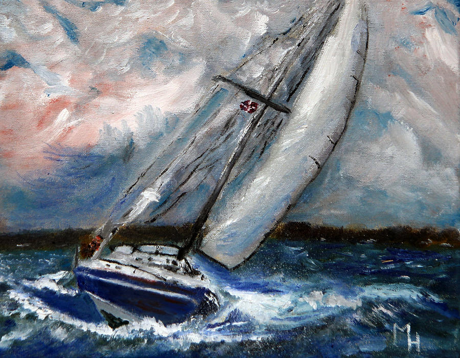 Sailing Painting - Fighting the Wind by Michael Helfen