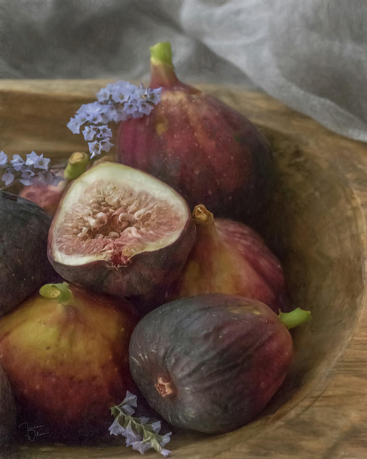 Figs in a Wooden Bowl  Photograph by Teresa Wilson
