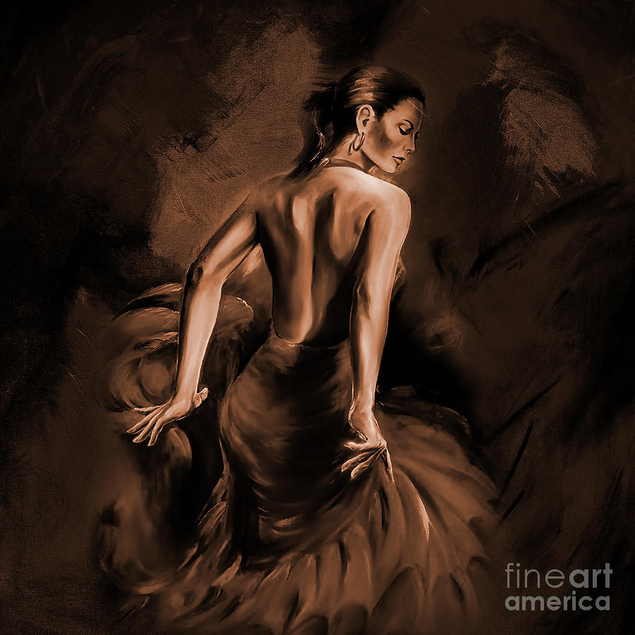 Figurative dance in dark Brown Painting by Gull G