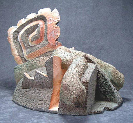 Figurative Ceramic Art - Figure A Top A Structure by Donald Burroughs Figurative Ceramic Art - Figure A Top A Structure by Donald Burroughs