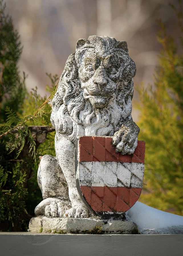 Figure Of A Lion Holding A Shield Photograph