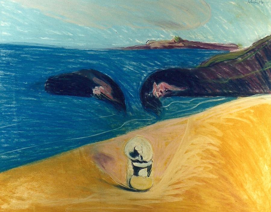 Figure on the Beach Face of Spirit Painting by Harry Weisburd - Fine ...