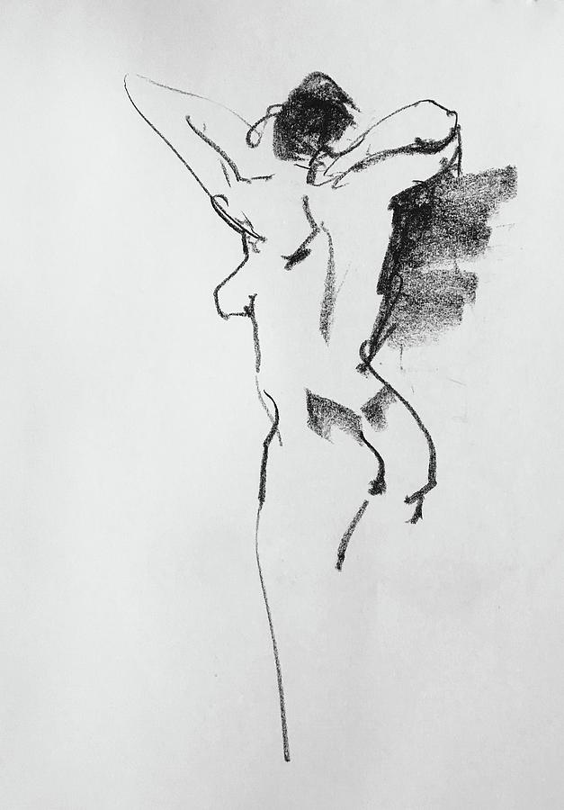 Nude Drawing - Figure study 3 by Daniel Xiao