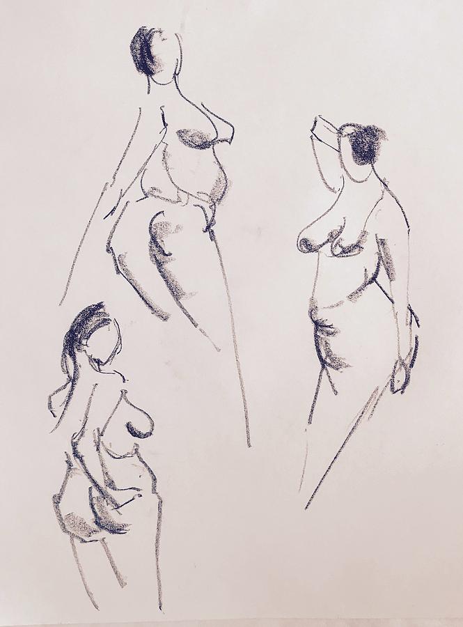 Nude Drawing - Figure study 6 by Daniel Xiao
