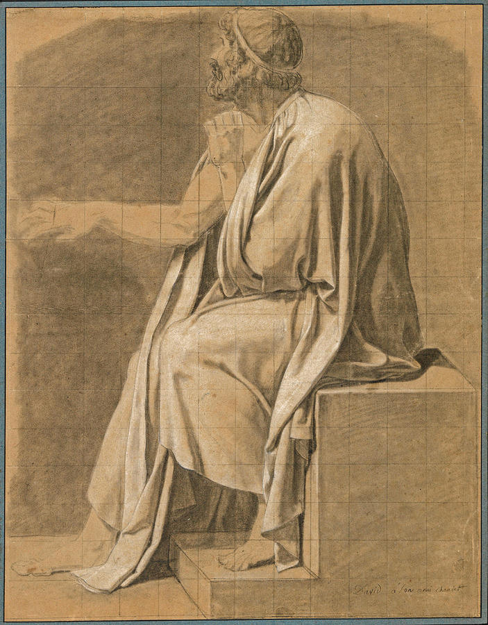 Figure Study for The Death of Socrates Drawing by Jacques-Louis David